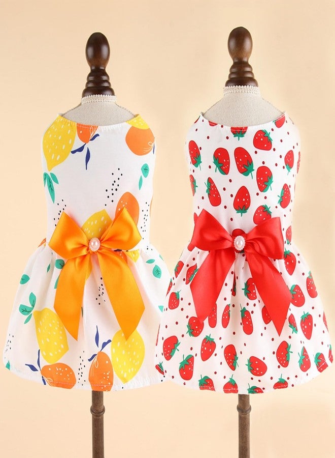 لابوهي قطعتان من فساتين الكلاب الصغيرة، ملابس للبنات، فساتين للجراء، فساتين صيفية مزينة بالزهور، فستان قطة أنثى لطيف (صغير) - Image 5